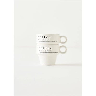 Bella Maison Coffeeaholic Seramik Espresso 2li Set Siyah (105 Cc) Siyah