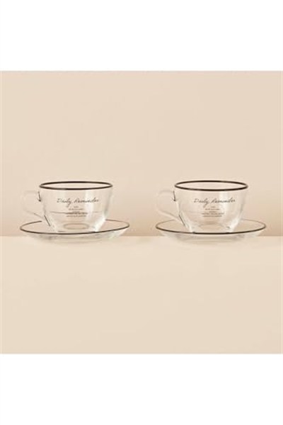 Bella Maison Daily Reminder 2li Çay Fincan Seti Siyah (240 cc)