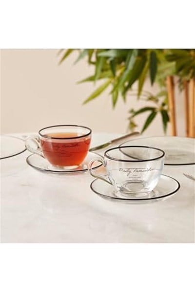 Bella Maison Daily Reminder 2li Çay Fincan Seti Siyah (240 cc)