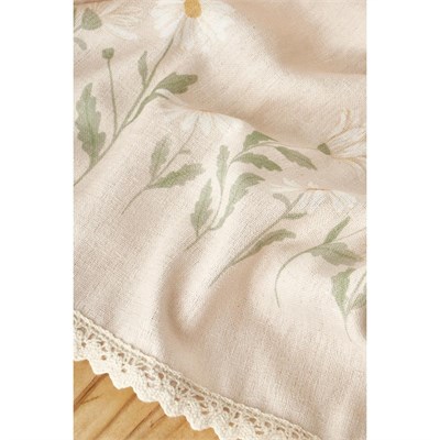 Bella Maison Daisy Kopanakili Baskılı Masa Örtüsü Bej (150x250 Cm) Bej