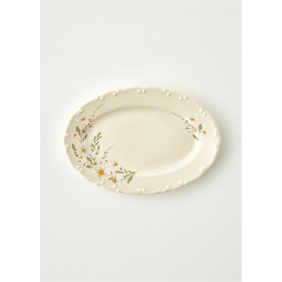 Bella Maison Daisy Porselen Sunum Tabağı Krem (25 Cm) Krem