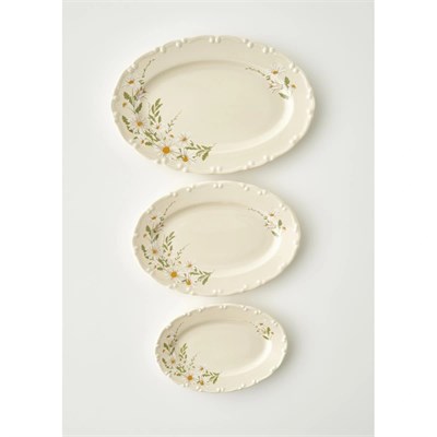 Bella Maison Daisy Porselen Sunum Tabağı Krem (25 Cm) Krem