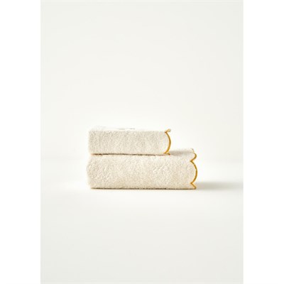 Bella Maison Daisy Scallop Kenar Yüz Havlusu Bej (50x90 Cm) Bej