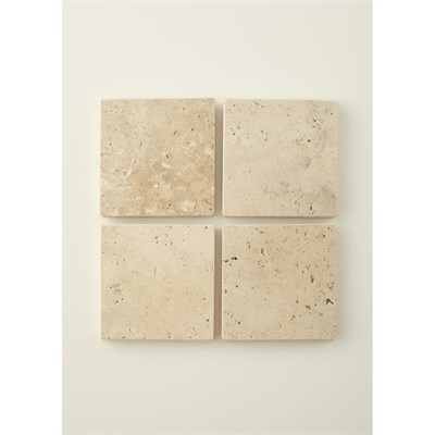 Bella Maison Ephesus 4lü Traverten Bardak Altlığı (10x10 Cm) Naturel