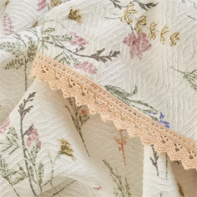 Bella Maison Flores Pamuklu Çift Kişilik Pike Takımı Somon (200x220 Cm) Somon