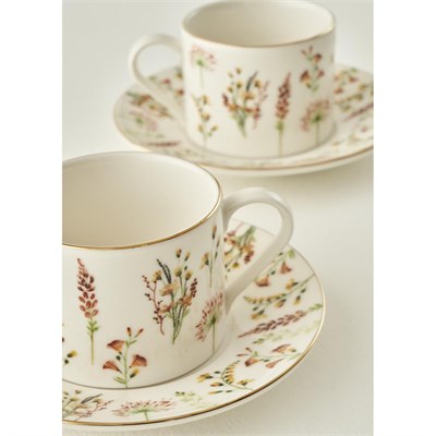 Bella Maison Flores Porselen 2li Çay Fincanı Seti (180 Cc) Çok Renkli