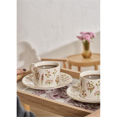 Bella Maison Flores Porselen 2li Çay Fincanı Seti (180 Cc) Çok Renkli