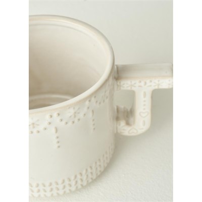 Bella Maison Joy Stoneware Yılbaşı 3lü Kupa Seti Krem (390 Cc) Krem
