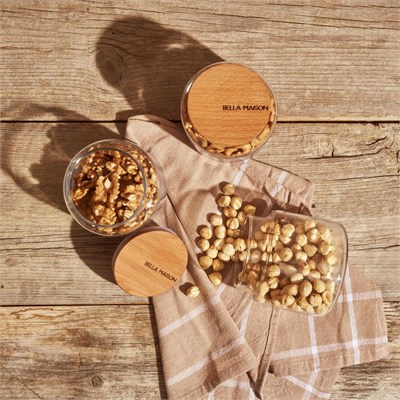Bella Maison Joye Ahşap Kapaklı 3lü Kavanoz Seti (890 Cc)