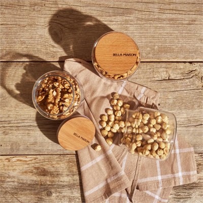 Bella Maison Joye Ahşap Kapaklı 3lü Kavanoz Seti (635 Cc)