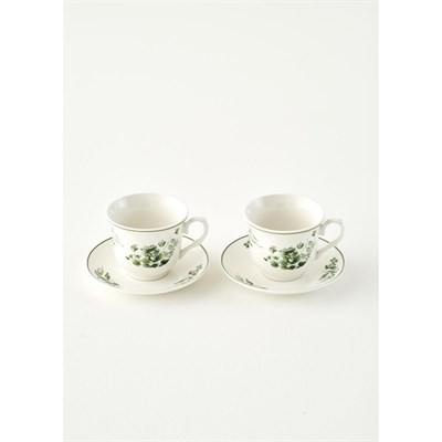 Bella Maison Julia New Bone 2li Çay Fincanı Seti Yeşil (250 Cc) Yeşil