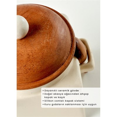 Bella Maison Koffi Seramik Kavanoz Krem (800 Ml) Krem