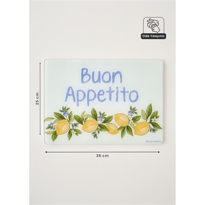 Bella Maison Lemoncello Cam Kesme Tahtası (35x25 Cm) Çok Renkli