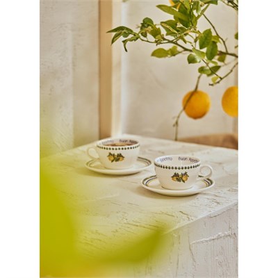 Bella Maison Lemoncello Porselen 2li Çay Fincanı Seti (270 Cc) Çok Renkli