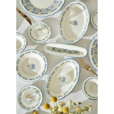 Bella Maison Liana Stoneware 26 Parça 6 Kişilik Kahvaltı Takımı Mavi Mavi