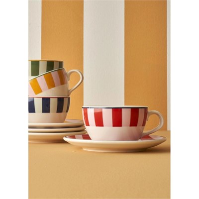 Bella Maison Line 2li Çay Fincanı Seti Kırmızı-mavi (270 Cc) Kırmızı-mavi