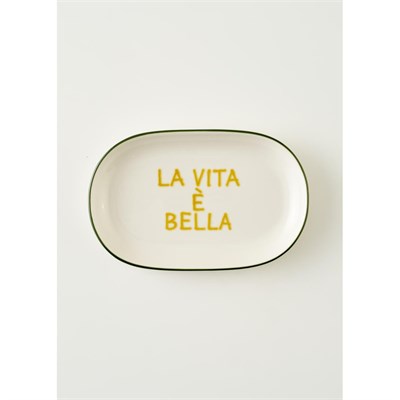 Bella Maison Line Oval Porselen Sunum Tabağı Yeşil (23x14 Cm) Yeşil