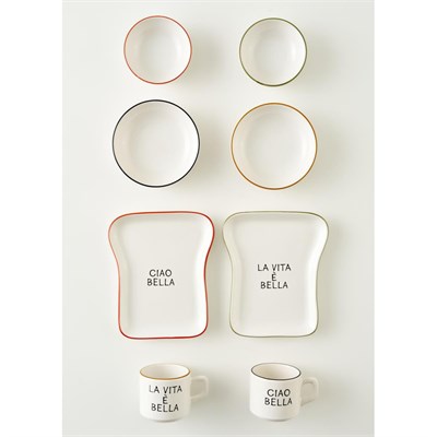 Bella Maison Line Seramik 8 Parça 2 Kişilik Tost Kahvaltı Takımı Çok Renkli