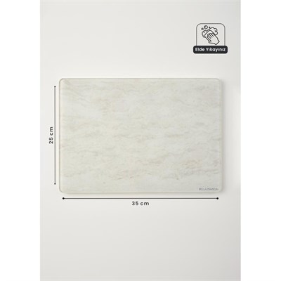 Bella Maison Marbella Cam Kesme Tahtası Ekru (35x25 Cm) Ekru