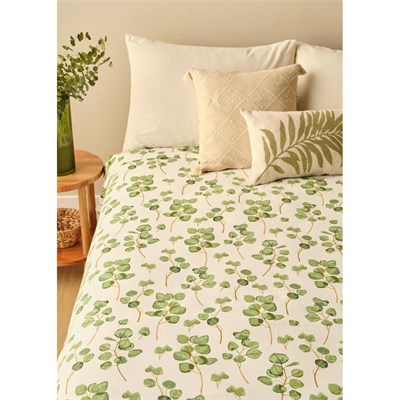 Bella Maison Ocaliptus Pamuklu Tek Kişilik Baskılı Pike Yeşil (150x220 Cm) Yeşil