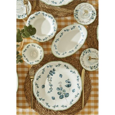 Bella Maison Ocaliptus Stoneware 52 Parça 12 Kişilik Kahvaltı Takımı Yeşil