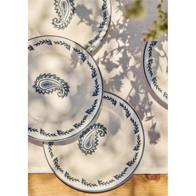 Bella Maison Paisley 6lı Porselen Pasta Tabağı Seti Mavi (21 Cm) Mavi