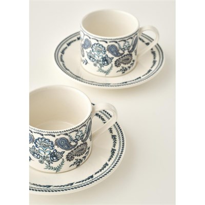 Bella Maison Paisley Porselen 2li Çay Fincanı Mavi (180 Cc) Mavi