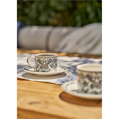 Bella Maison Paisley Porselen 2li Çay Fincanı Mavi (180 Cc) Mavi