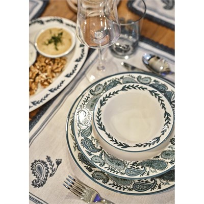 Bella Maison Paisley Porselen 48 Parça 12 Kişilik Yemek Takımı Mavi