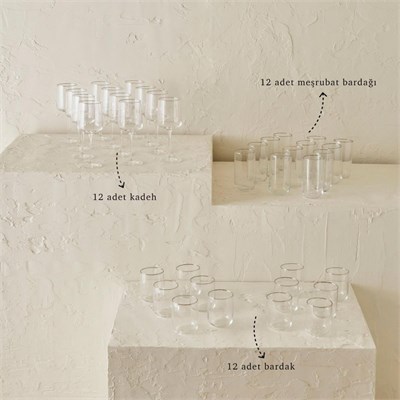 Bella Maison Premium Bardak-kadeh Seti 36lı Silver