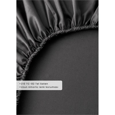 Bella Maison Premium Tencel King Size Lastikli Saten Çarşaf Antrasit (180x200x35 Cm)