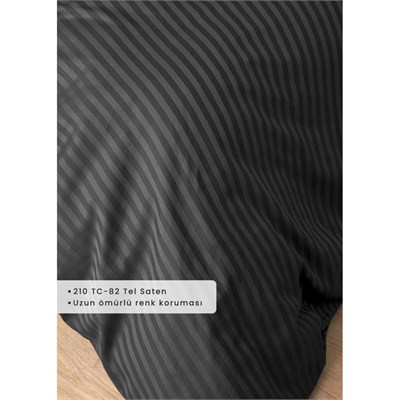 Bella Maison Premium Tencel King Size Saten Nevresim Seti Antrasit (240x220 Cm) Antrasit