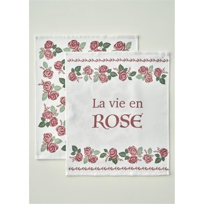Bella Maison Rose Pamuklu Baskılı Kurulama Bezi 2li Krem (40x50 Cm) Krem