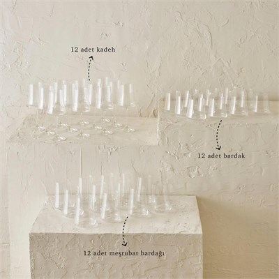 Bella Maison Shape Bardak-kadeh Seti 36lı Naturel