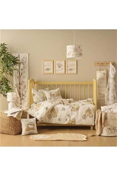BELLA MAISON Sloth Hayvan Baskılı%70 Pamuk%30 Polyester Oyuncak Sepeti, Çok Renkli, 36x40 cm