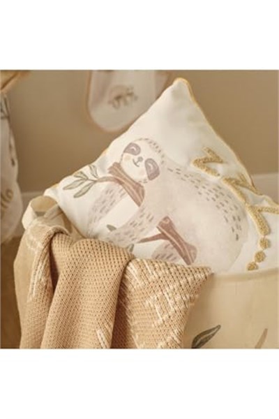 BELLA MAISON Sloth Hayvan Baskılı%70 Pamuk%30 Polyester Oyuncak Sepeti, Çok Renkli, 36x40 cm