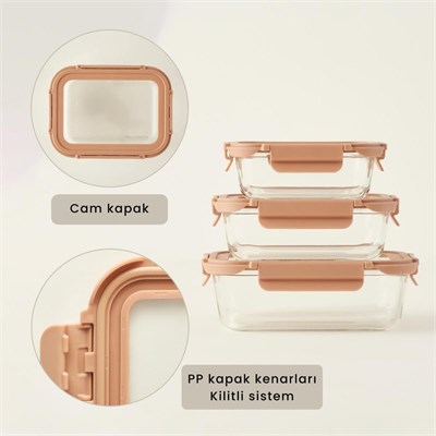 Bella Maison Terra Cam Saklama Kabı Bej (640 Cc) Bej