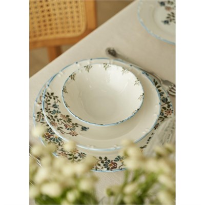Bella Maison Vintage Porselen 24 Parça 6 Kişilik Yemek Takımı Mavi Mavi