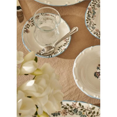 Bella Maison Vintage Porselen 26 Parça 6 Kişilik Kahvaltı Takımı Mavi Mavi