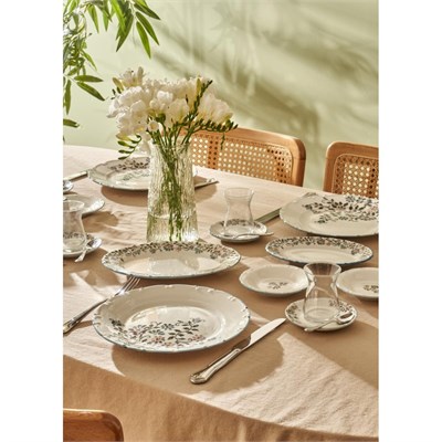 Bella Maison Vintage Porselen 26 Parça 6 Kişilik Kahvaltı Takımı Mavi Mavi
