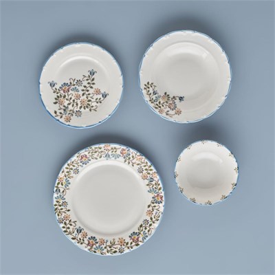 Bella Maison Vintage Porselen 48 Parça 12 Kişilik Yemek Takımı Mavi