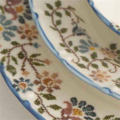 Bella Maison Vintage Porselen 48 Parça 12 Kişilik Yemek Takımı Mavi