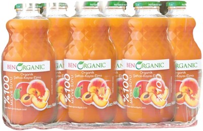 Ben Organic%100 Organik Şeftali Kayısı Elma Suyu 6 X 946 Ml