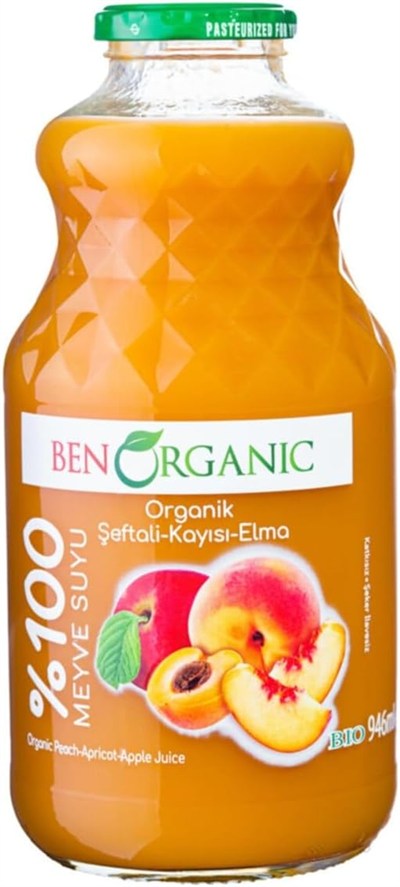 Ben Organic%100 Organik Şeftali Kayısı Elma Suyu 6 X 946 Ml