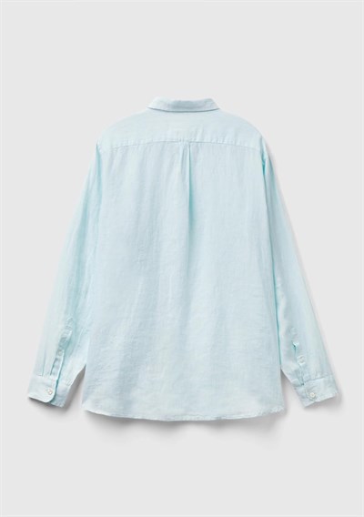 Benetton Erkek Açık Yeşil%100 Keten Gömlek