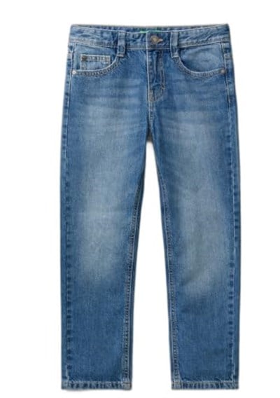 Benetton Erkek Çocuk Açık Denim Arkası Logo İşlemeli 5 Cepli Düz Kesim Denim Pantolon - Seçenekler: 6-7 Yıl, 7-8 Yıl, 8-9 Yıl, 10-11 Yıl, 11-12 Yıl, 13-14 Yıl