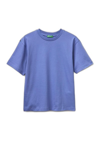 Benetton Erkek Çocuk Beyaz Baskılı Bisiklet Yaka Kısa Kollu T-Shirt