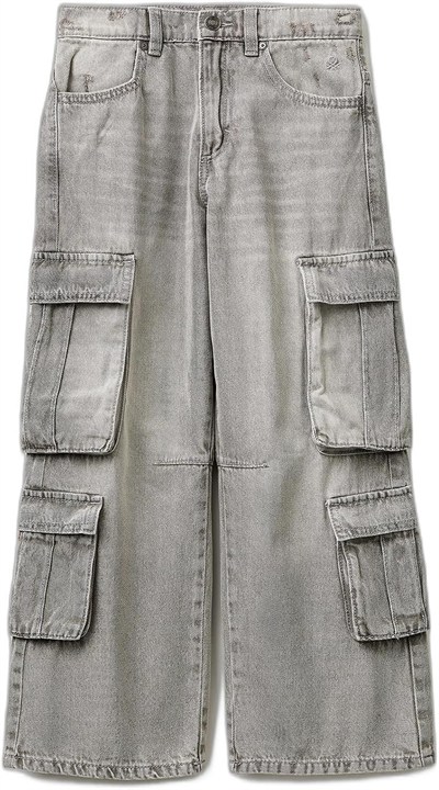 Benetton Erkek Çocuk Beyaz Cep Detaylı Logo İşlemeli Rahat Kalıp Denim Pantolon