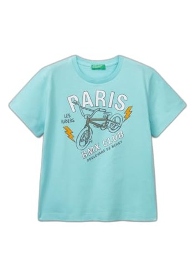 Benetton Erkek Çocuk Ekru Grafik Baskılı T-Shirt