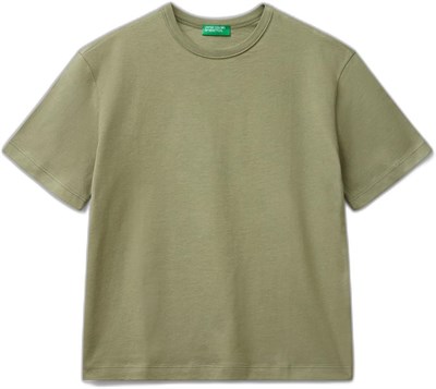 Benetton Erkek Çocuk Krem Logo Baskı Detaylı Oversize T-Shirt